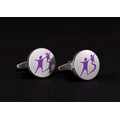 Stainless Steel Cufflinks - Round Color Etched